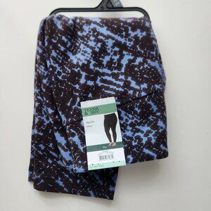 Terra & Sky Womens High Rise Fitted Leggings Plus Size 3X Snake Blue Print NWT